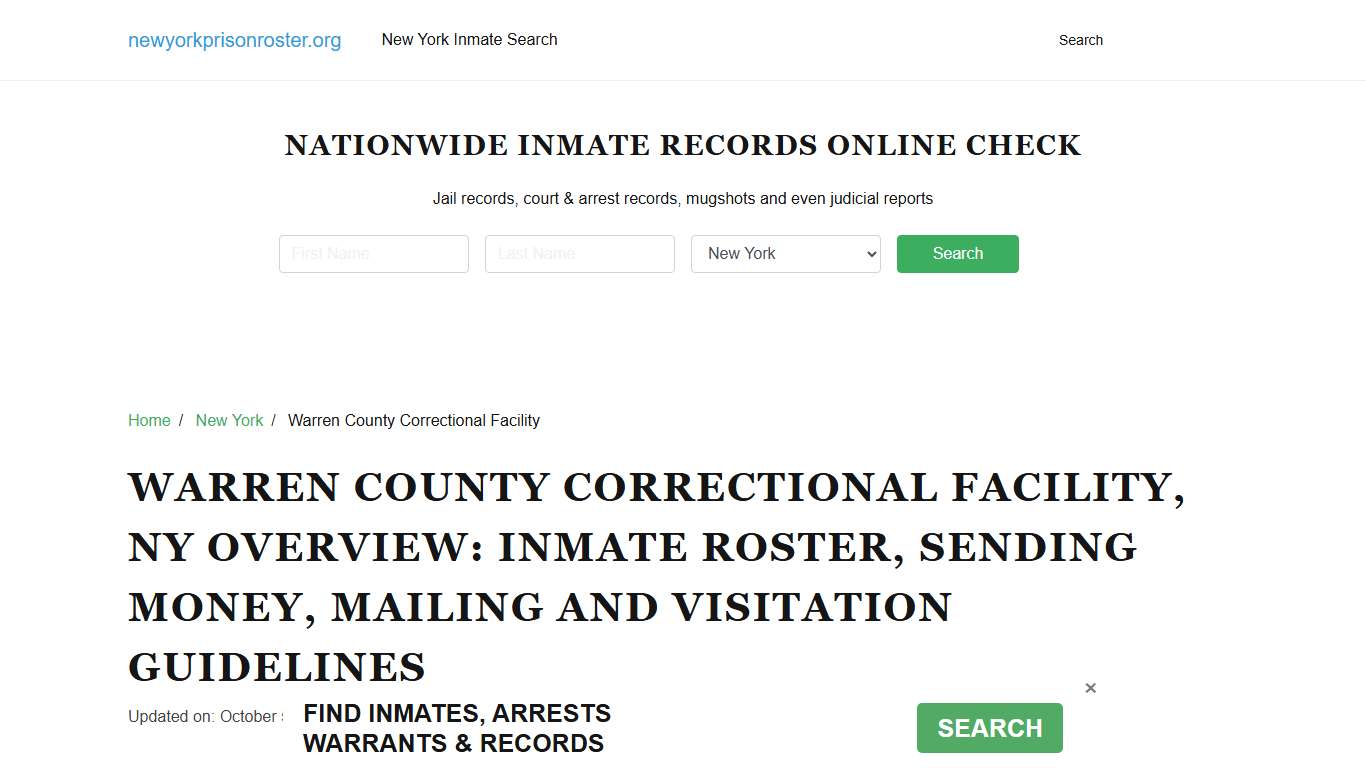 Warren County Correctional Facility, NY: Offender Search, Visitation & Contact Info